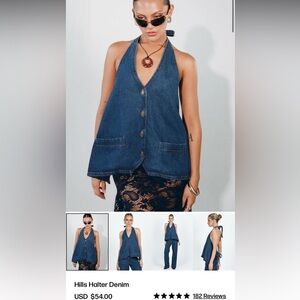 Lioness Denim Halter Tank Top